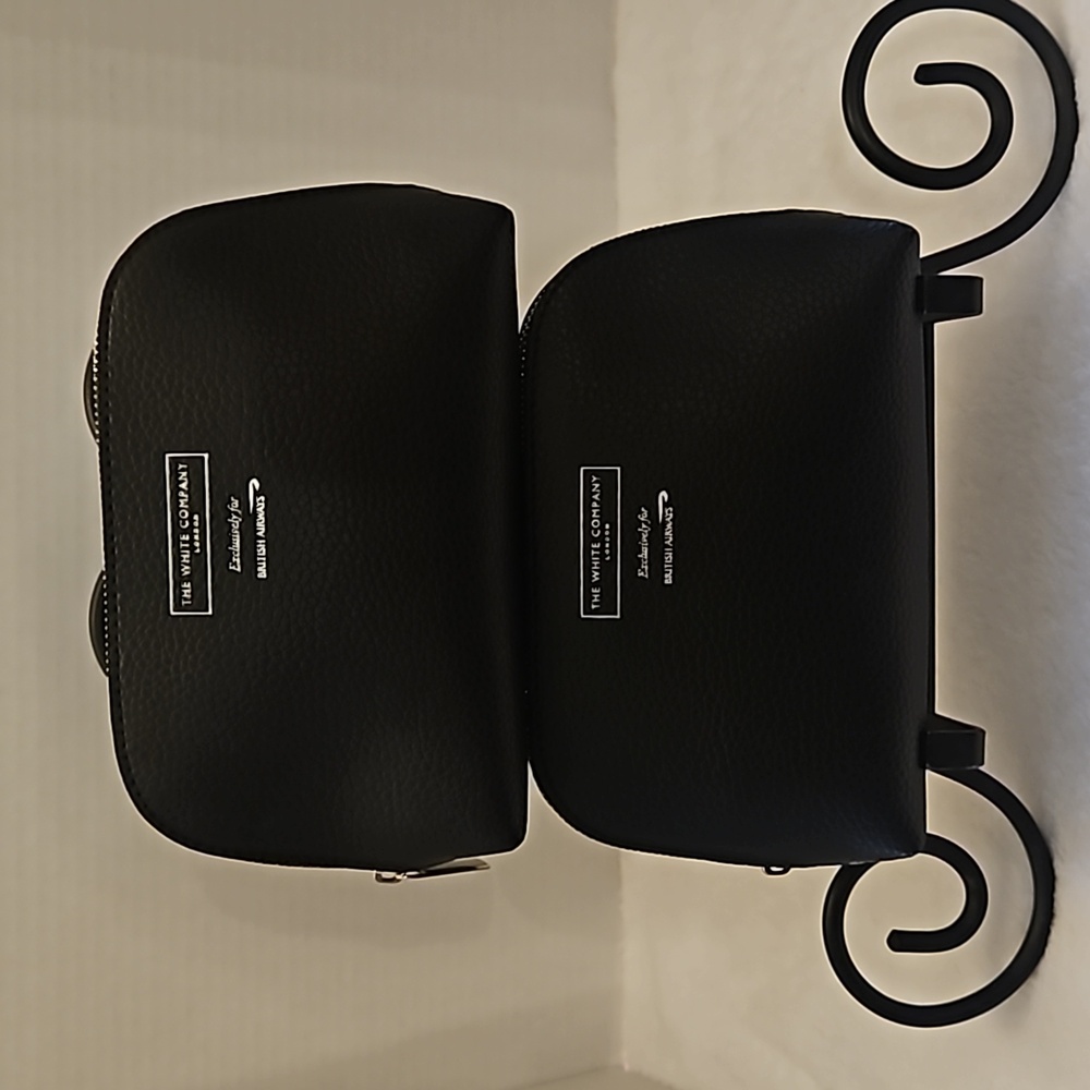 The White Company London Black Silver Cosmetics Bags Set of 2 British Airways